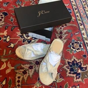J. Crew New Metallic Knotted Flat Espadrilles